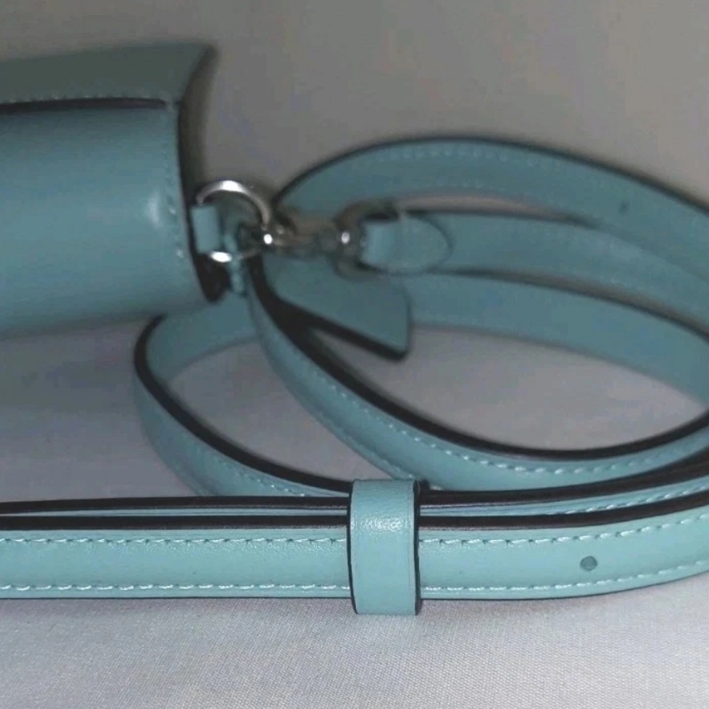 Coach Toni Smooth Leather Crossbody Shoulder Clutch Blue Silver Hardware CT778 - Picture 12 of 15